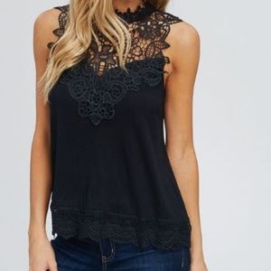 Black sleeveless lace top SZ S,M,L